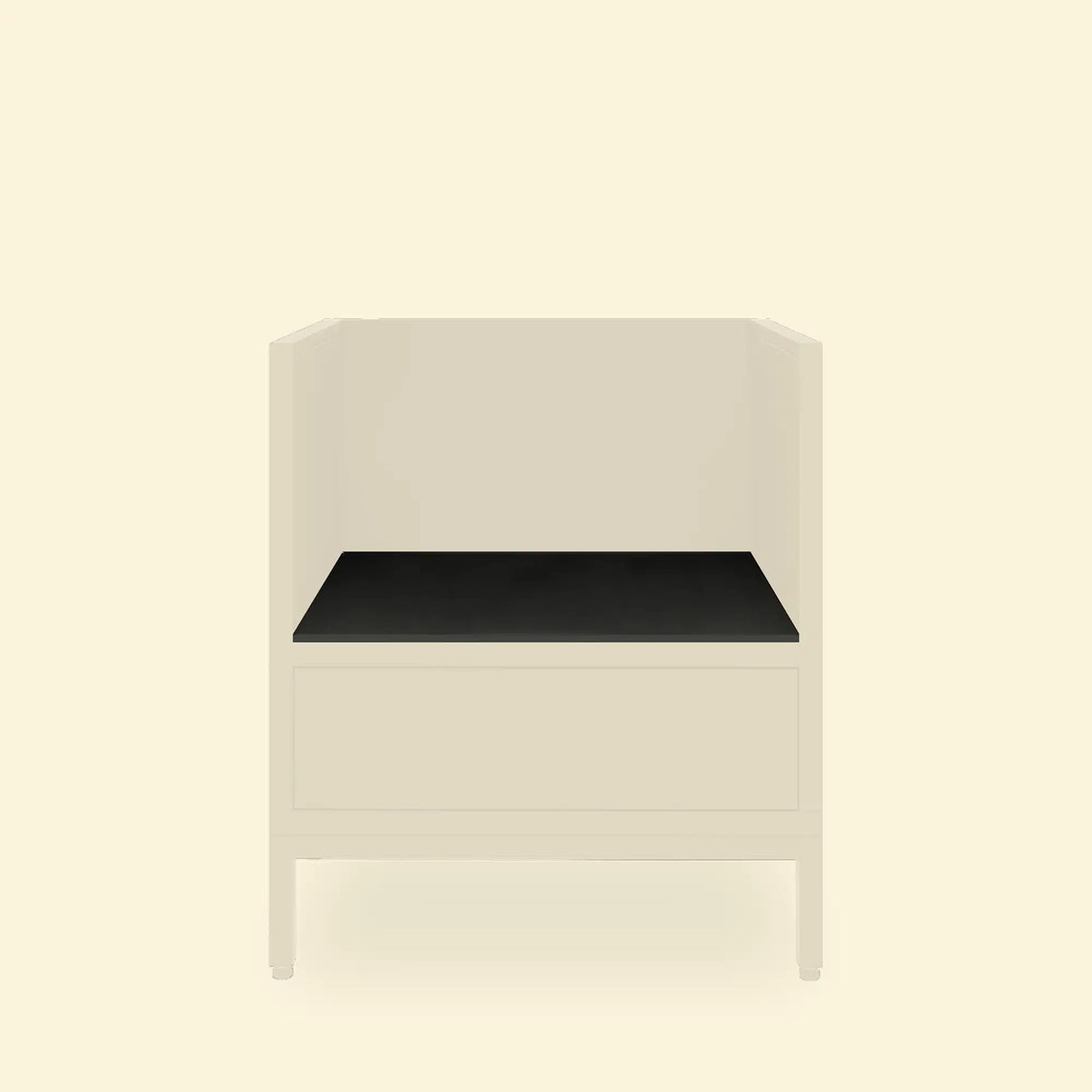 Kamado-Modul „Pilotis“ mit Arbeitsplatte aus schwarzer Keramik.
::visuel:noir
